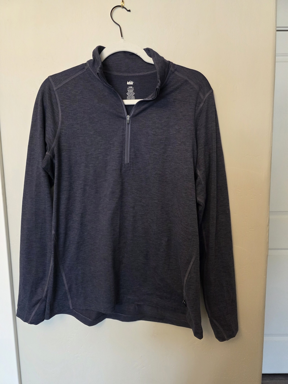 Women's Heathered Navy Quarter-Zip Turtleneck Sweater